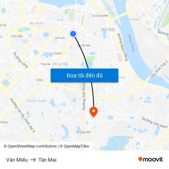Văn Miếu to Tân Mai map