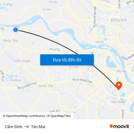 Cẩm Đình to Tân Mai map