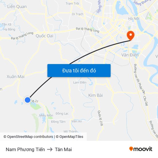 Nam Phương Tiến to Tân Mai map