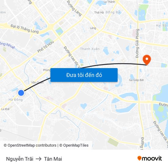 Nguyễn Trãi to Tân Mai map