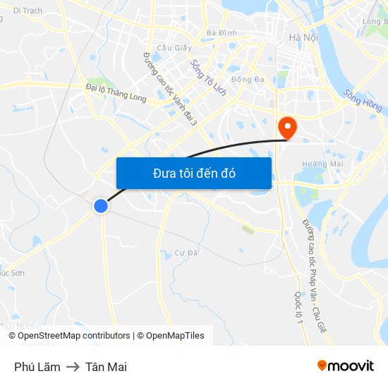 Phú Lãm to Tân Mai map