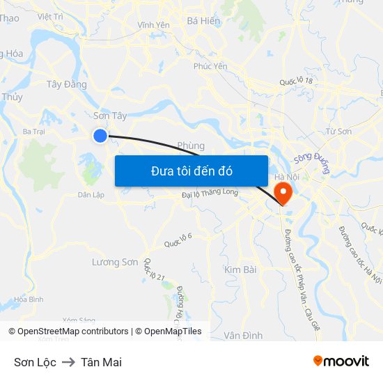 Sơn Lộc to Tân Mai map