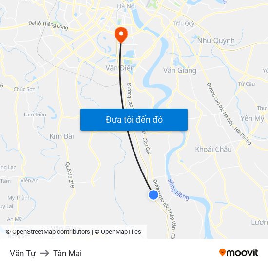 Văn Tự to Tân Mai map