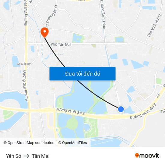 Yên Sở to Tân Mai map