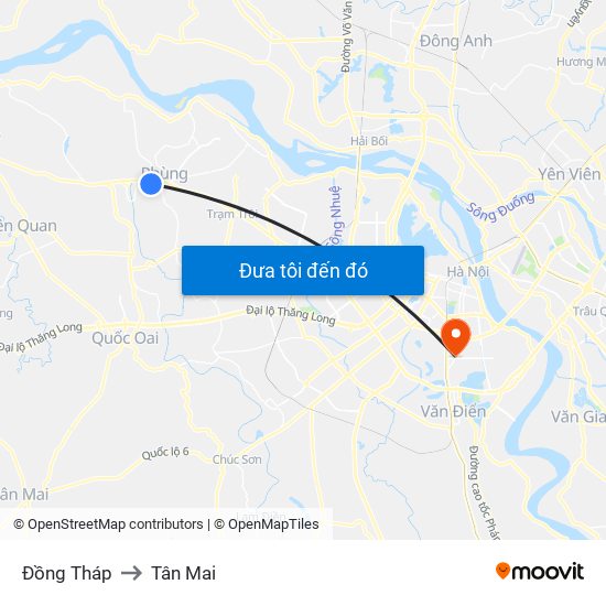 Đồng Tháp to Tân Mai map