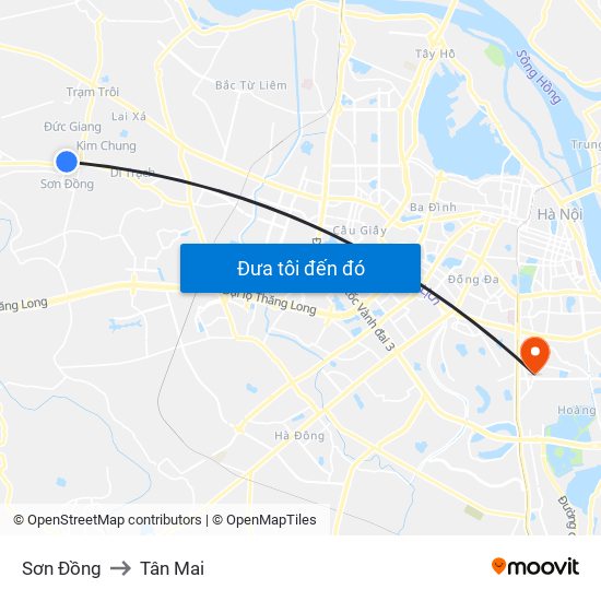 Sơn Đồng to Tân Mai map