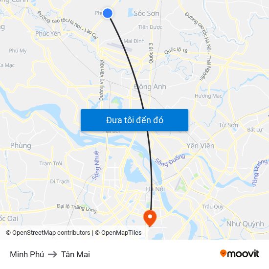 Minh Phú to Tân Mai map