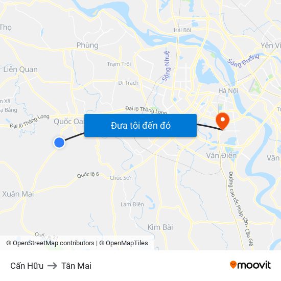 Cấn Hữu to Tân Mai map