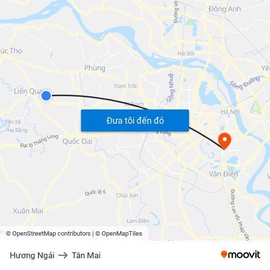 Hương Ngải to Tân Mai map