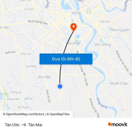 Tân Ước to Tân Mai map