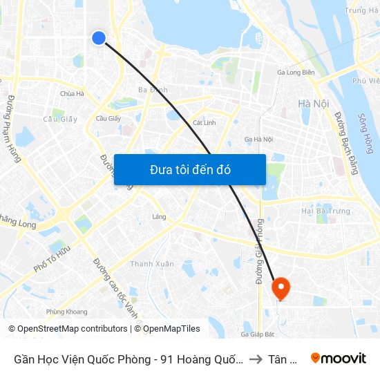 Gần Học Viện Quốc Phòng - 91 Hoàng Quốc Việt to Tân Mai map