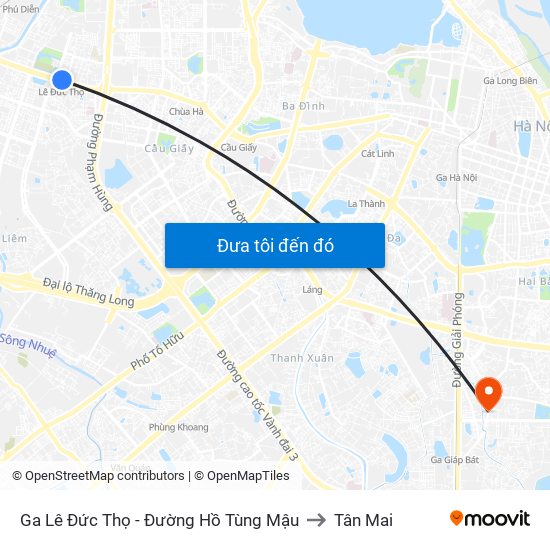 Ga Lê Đức Thọ - Đường Hồ Tùng Mậu to Tân Mai map