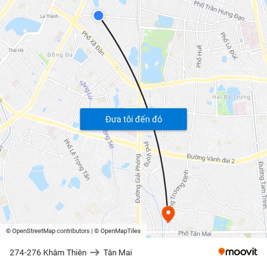 274-276 Khâm Thiên to Tân Mai map