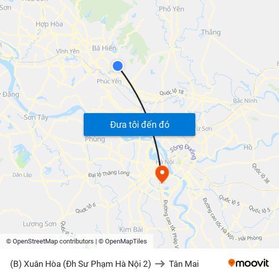 (B) Xuân Hòa (Đh Sư Phạm Hà Nội 2) to Tân Mai map