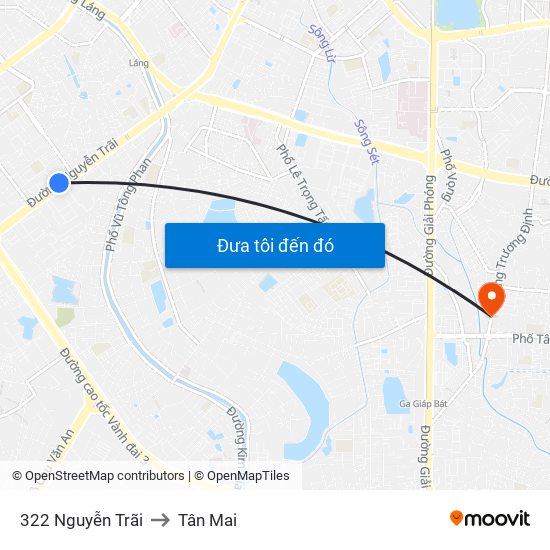 322 Nguyễn Trãi to Tân Mai map