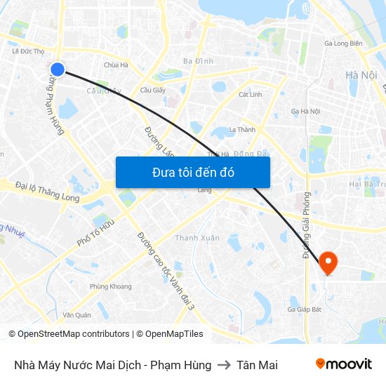 Nhà Máy Nước Mai Dịch - Phạm Hùng to Tân Mai map