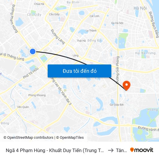 Ngã 4 Phạm Hùng - Khuất Duy Tiến (Trung Tâm Hội Nghị Quốc Gia) to Tân Mai map