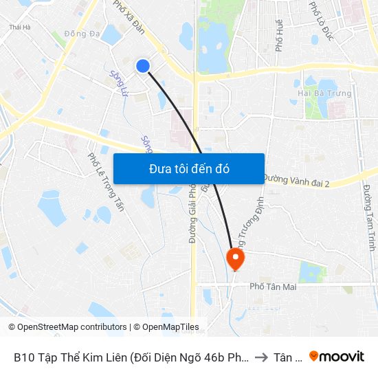 B10 Tập Thể Kim Liên (Đối Diện Ngõ 46b Phạm Ngọc Thạch) to Tân Mai map