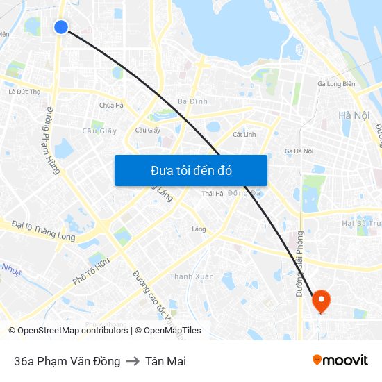36a Phạm Văn Đồng to Tân Mai map