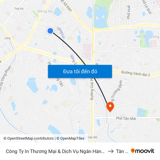 Công Ty In Thương Mại & Dịch Vụ Ngân Hàng - Số 10 Chùa Bộc to Tân Mai map