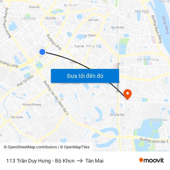 113 Trần Duy Hưng - Bộ Khcn to Tân Mai map