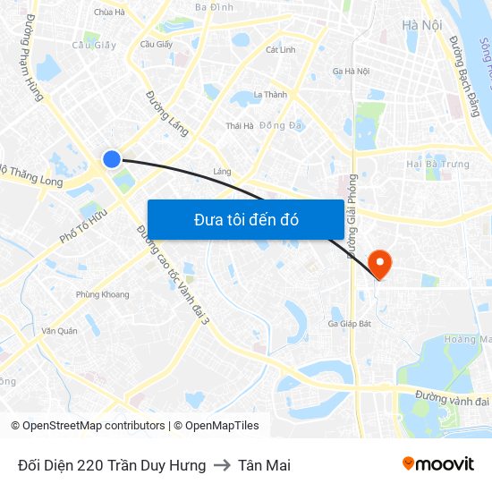 Đối Diện 220 Trần Duy Hưng to Tân Mai map