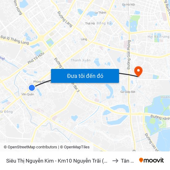 Siêu Thị Nguyễn Kim - Km10 Nguyễn Trãi (Hà Đông) to Tân Mai map