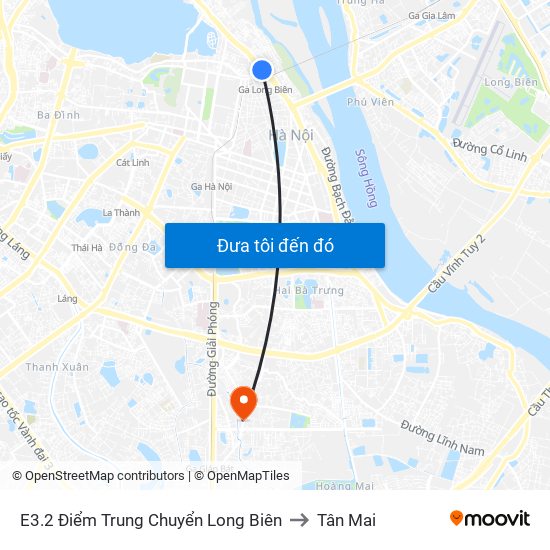 E3.2 Điểm Trung Chuyển Long Biên to Tân Mai map