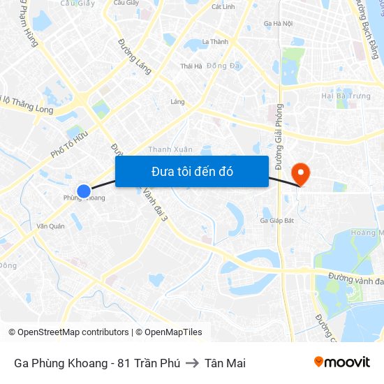 Ga Phùng Khoang - 81 Trần Phú to Tân Mai map
