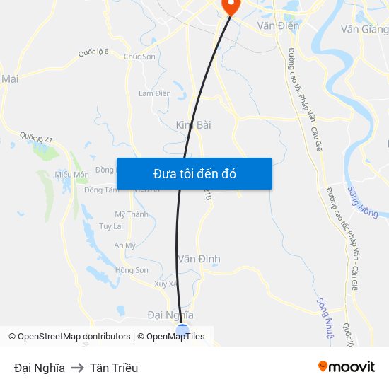 Đại Nghĩa to Tân Triều map