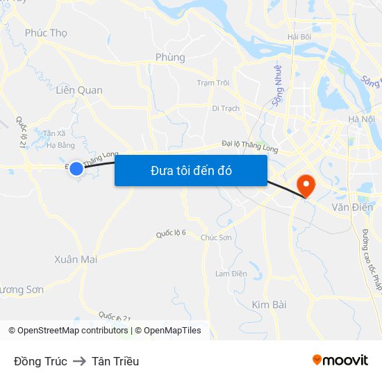 Đồng Trúc to Tân Triều map