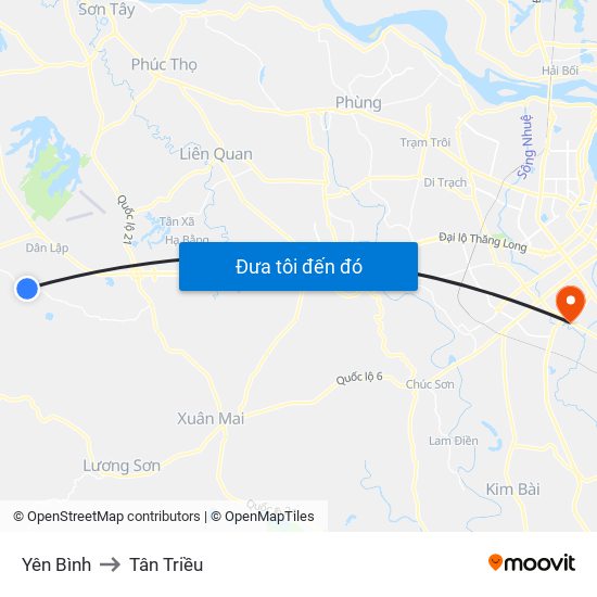 Yên Bình to Tân Triều map