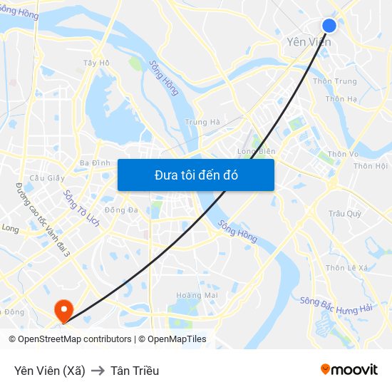 Yên Viên (Xã) to Tân Triều map