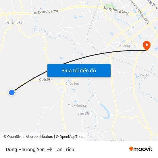 Đông Phương Yên to Tân Triều map