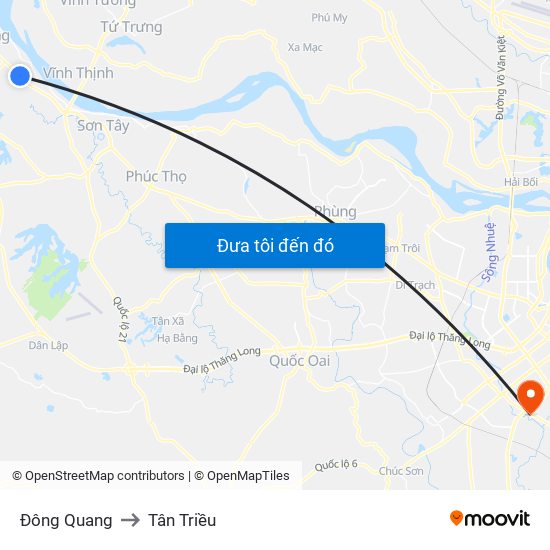 Đông Quang to Tân Triều map