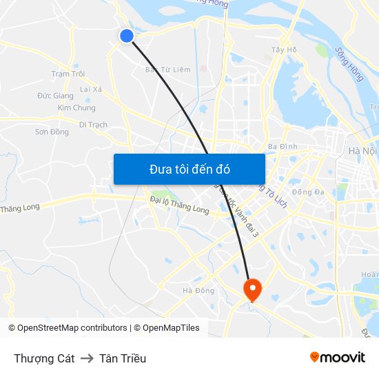 Thượng Cát to Tân Triều map