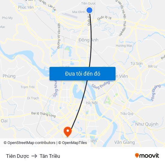 Tiên Dược to Tân Triều map