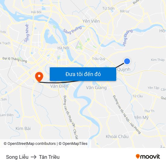 Song Liễu to Tân Triều map