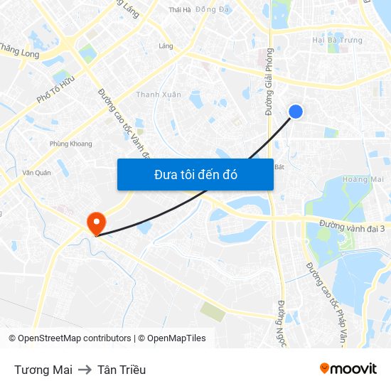 Tương Mai to Tân Triều map