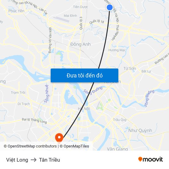 Việt Long to Tân Triều map