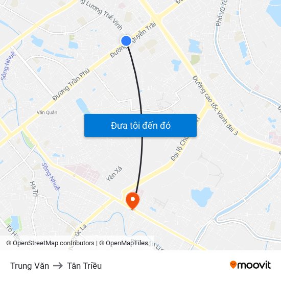 Trung Văn to Tân Triều map