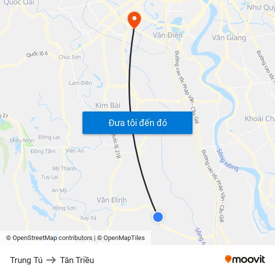 Trung Tú to Tân Triều map