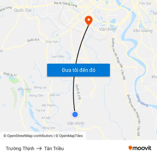 Trường Thịnh to Tân Triều map