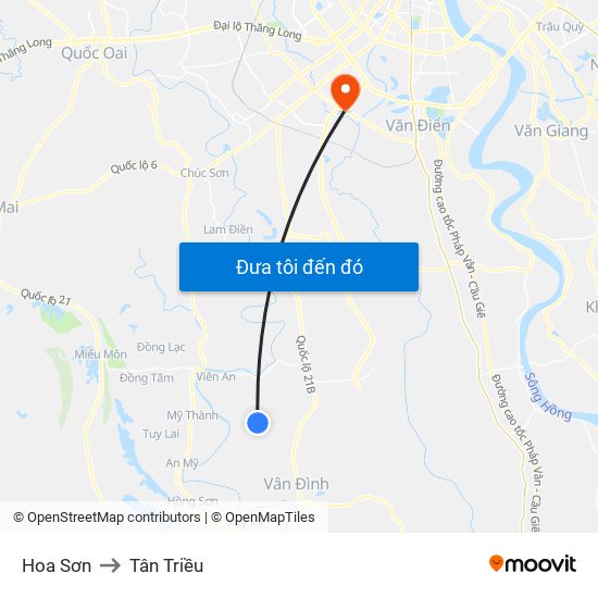 Hoa Sơn to Tân Triều map