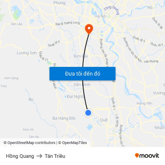 Hồng Quang to Tân Triều map