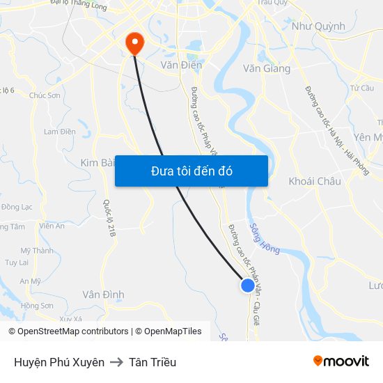 Huyện Phú Xuyên to Tân Triều map