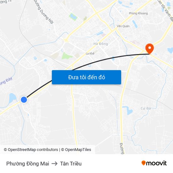 Phường Đồng Mai to Tân Triều map