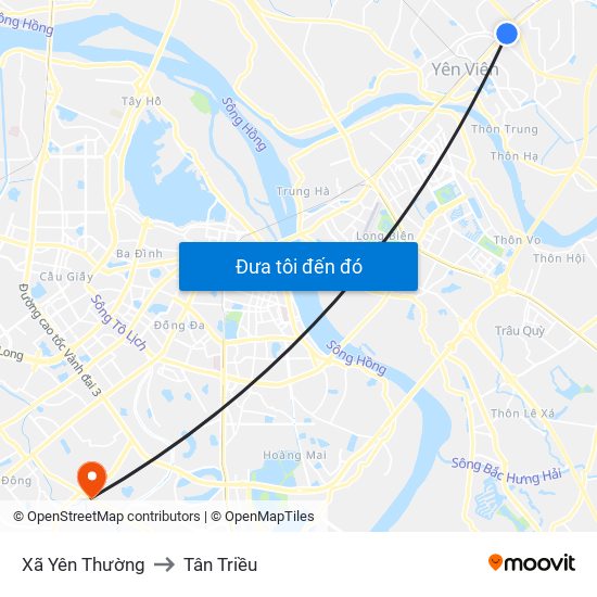 Xã Yên Thường to Tân Triều map