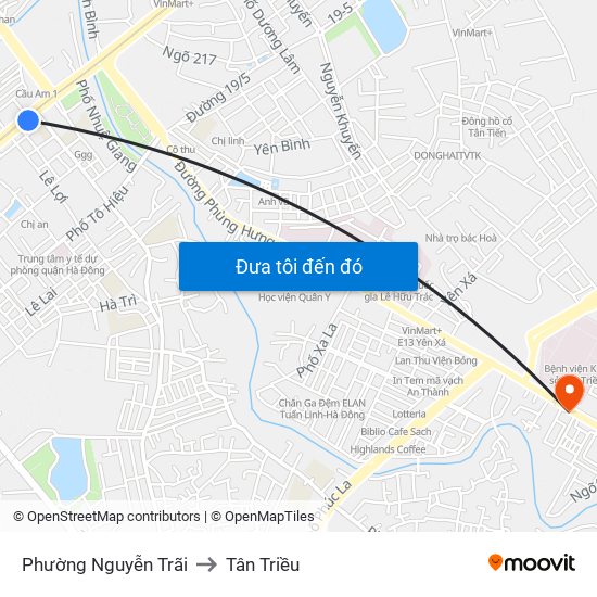 Phường Nguyễn Trãi to Tân Triều map