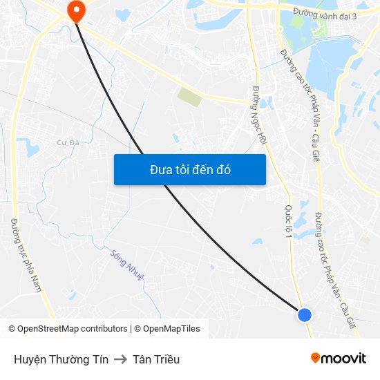 Huyện Thường Tín to Tân Triều map